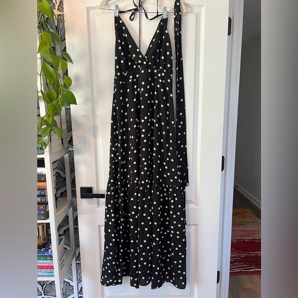 Polka Dot Black Maxi Dress